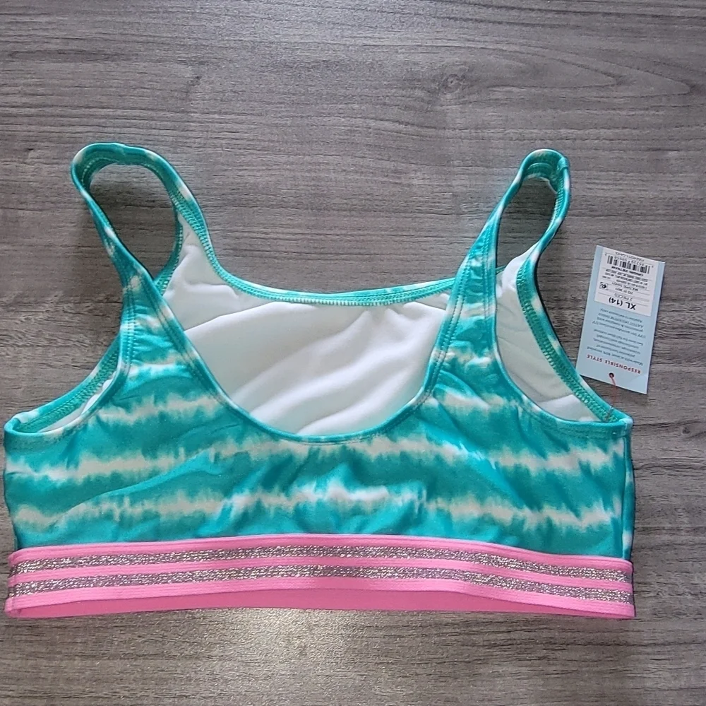 NWT Cat & Jack Girls Swim Tie-Dye Bikini Top